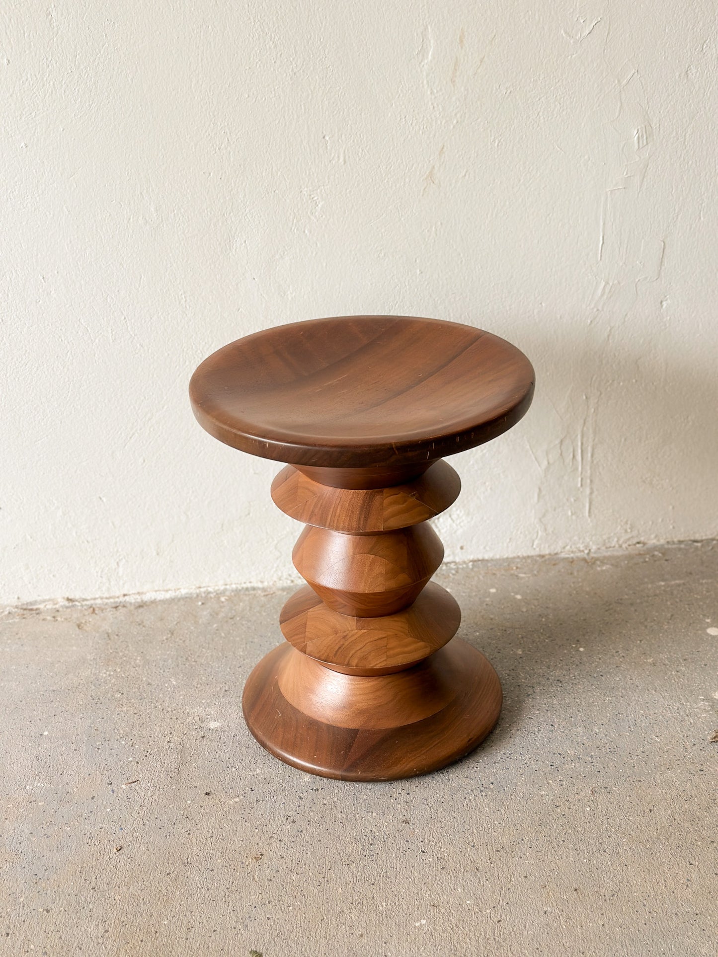 Walnut Eames Turned Stool, Shape B by Herman Miller