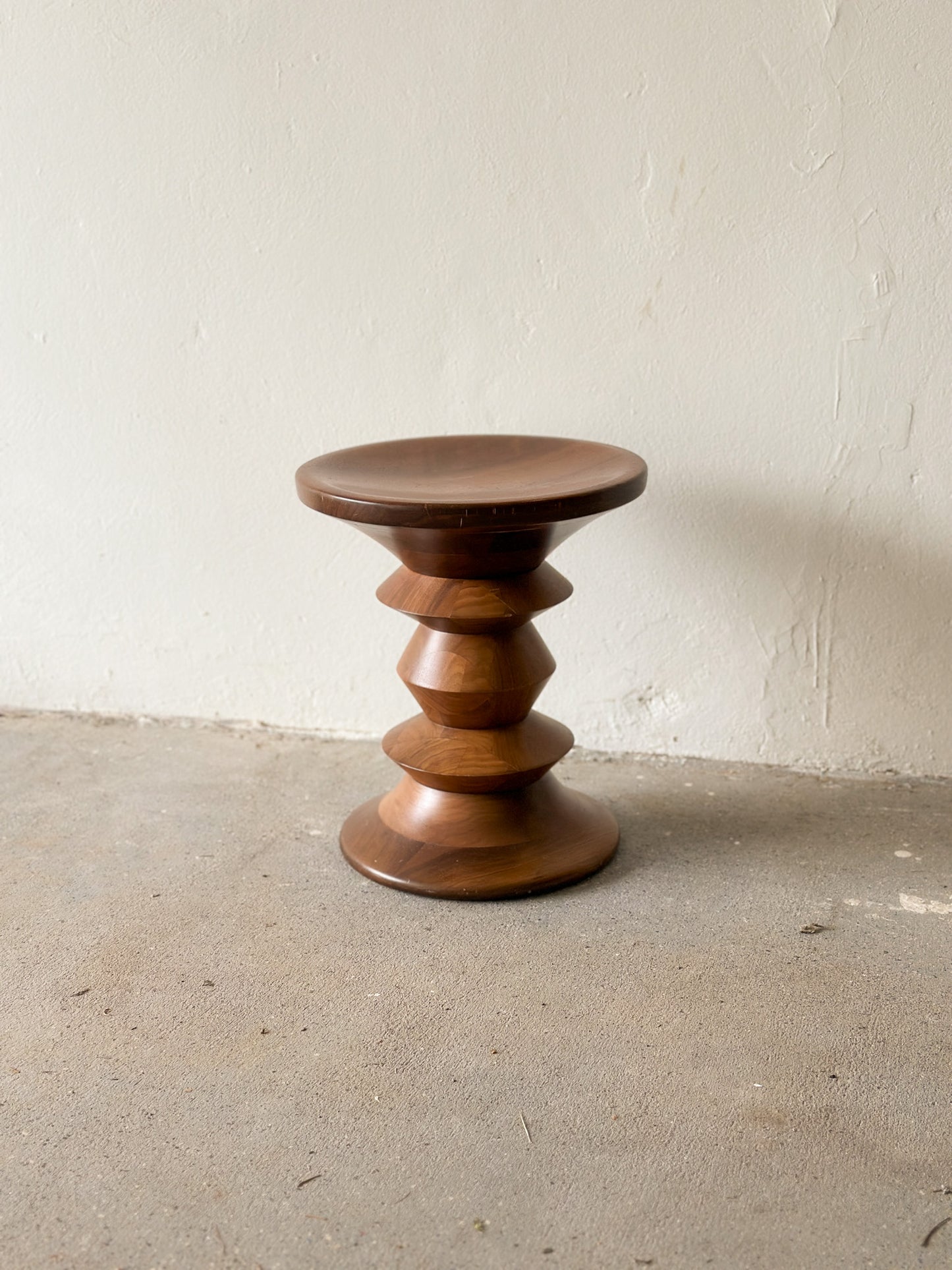Walnut Eames Turned Stool, Shape B by Herman Miller