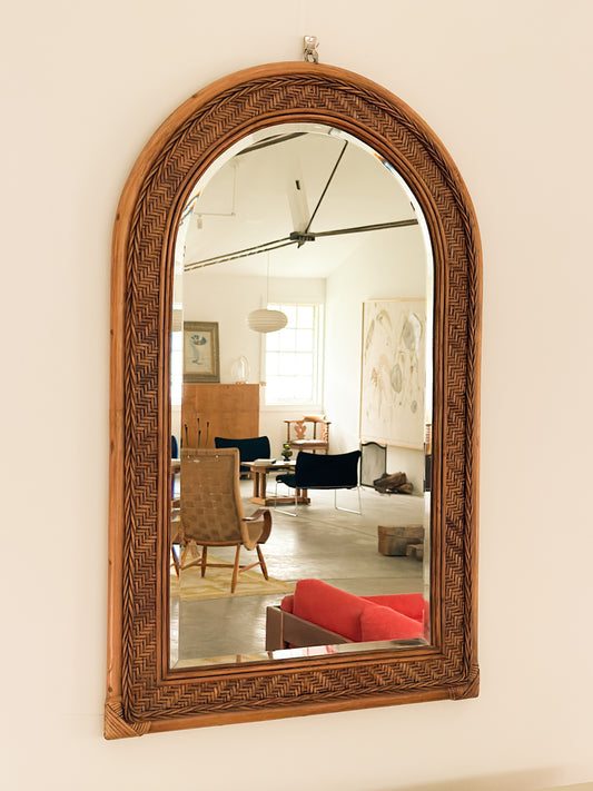 Italian Woven Reed Mirror, 1960