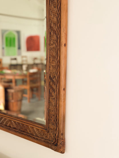 Italian Woven Reed Mirror, 1960