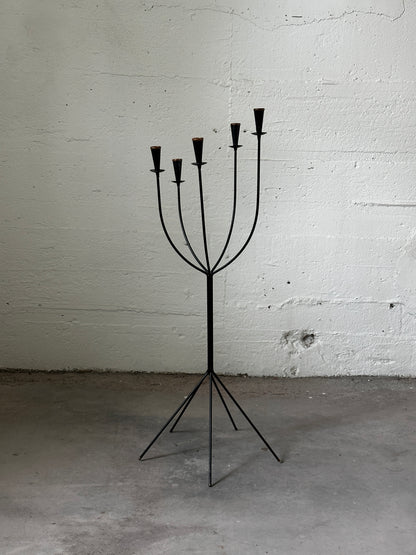 Wrought Iron Floor Candelabrum, 20th Century