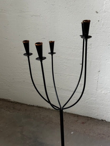 Wrought Iron Floor Candelabrum, 20th Century