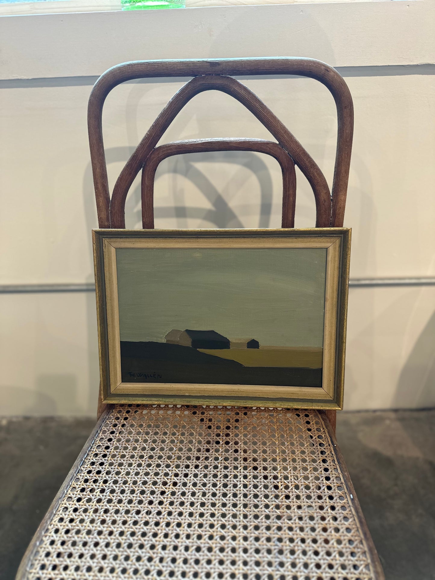 Minimalist Farmhouse Landscape, Oil on Panel, Anonymous
