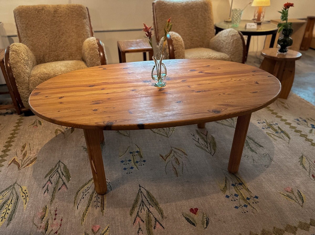 Swedish Pine Oval Shaped Coffee Table c. 1950
