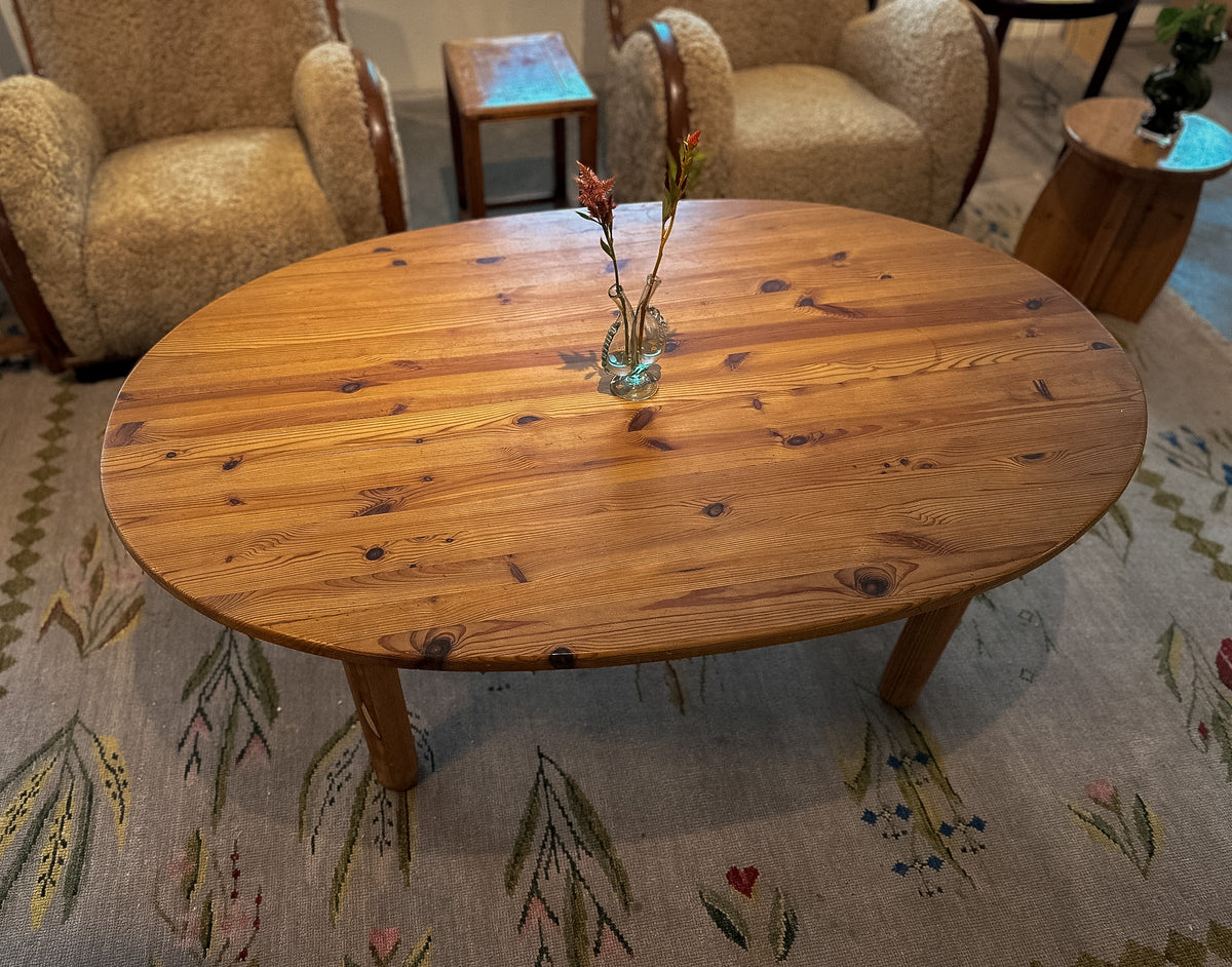 Swedish Pine Oval Shaped Coffee Table c. 1950