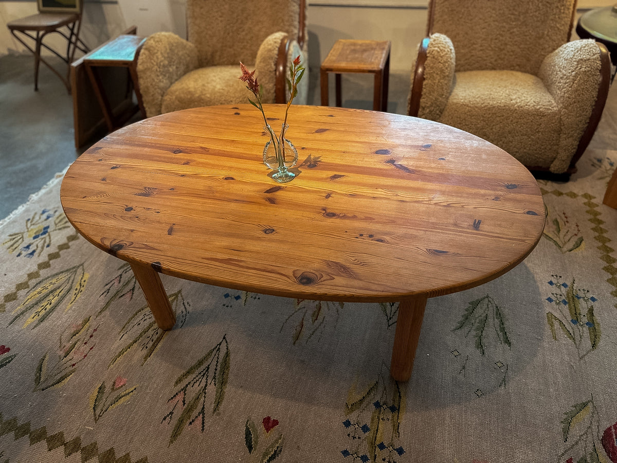Swedish Pine Oval Shaped Coffee Table c. 1950