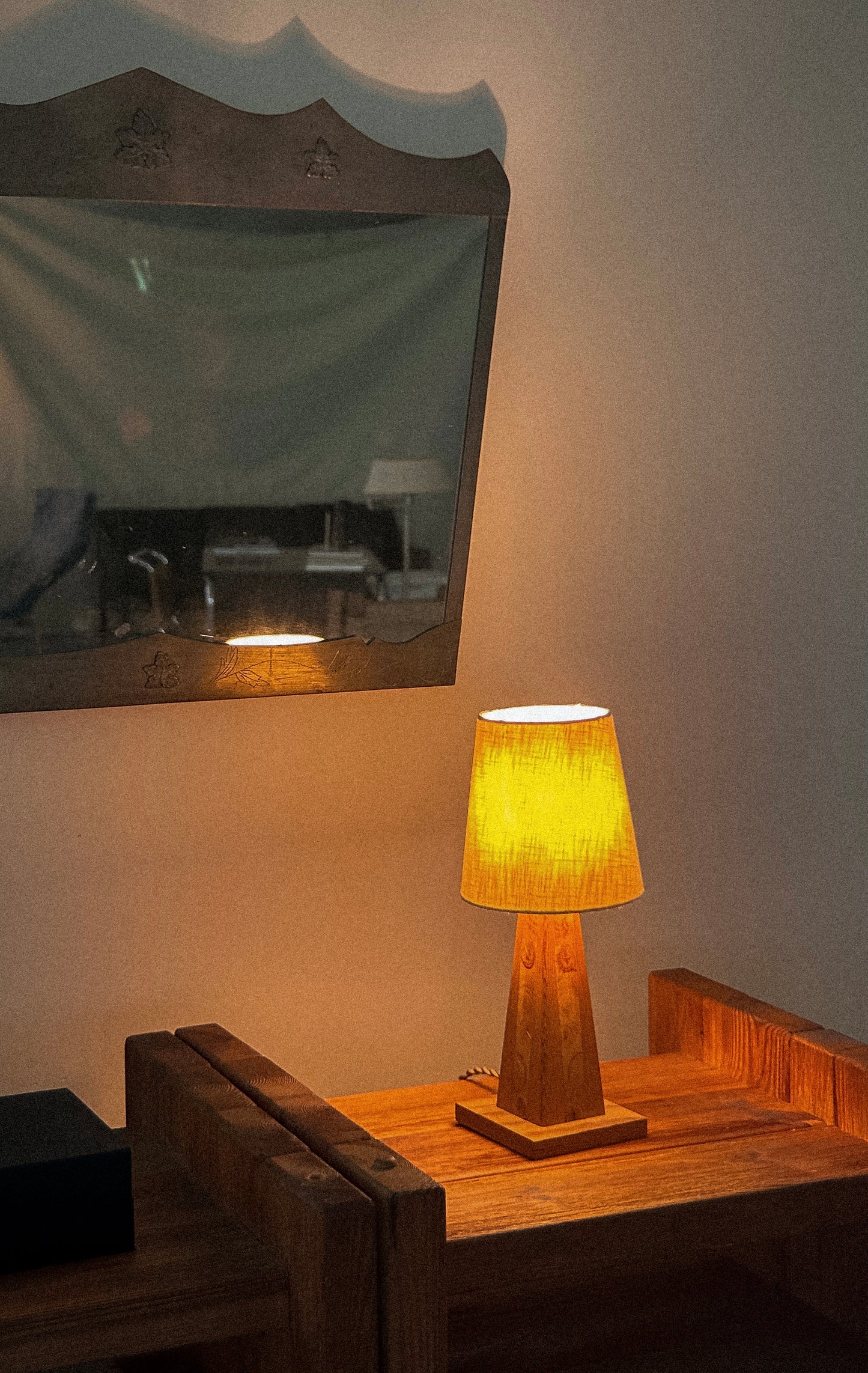 Obelisk-Shaped Pine Table Lamp, Sweden, c. 1970