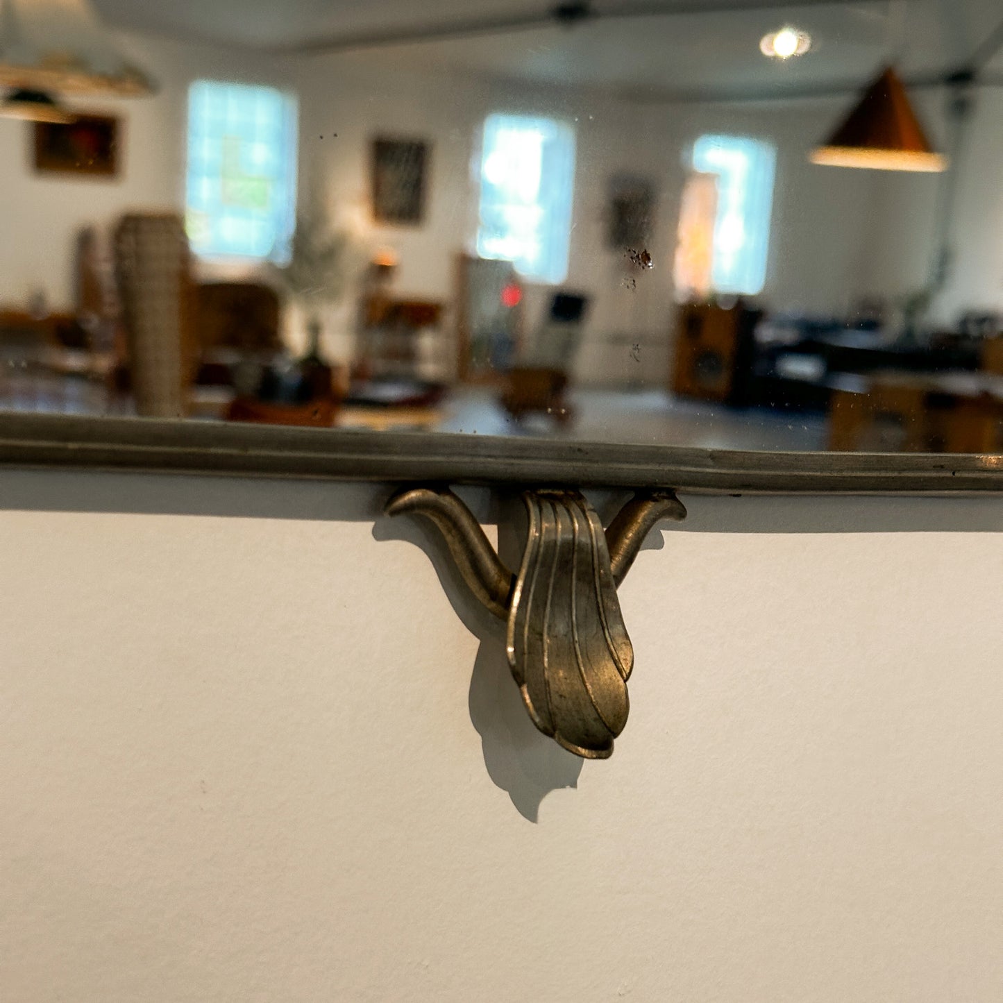 Swedish Grace Pewter Firma Svenskt Tenn Mirror, c. 1926
