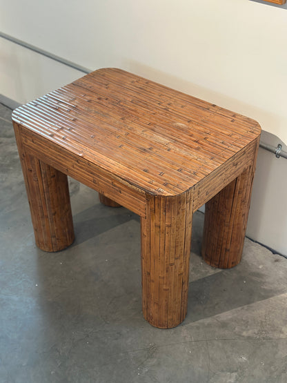 Chubby Split-Reed Bamboo Side Table, c. 1980