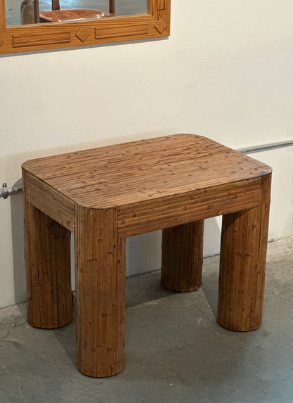 Chubby Split-Reed Bamboo Side Table, c. 1980