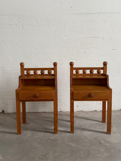 Pair of Swedish Modern Pine Bedside Tables, Mid 20th C.