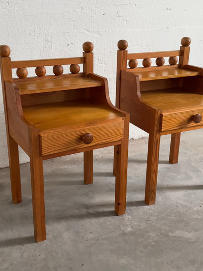 Pair of Swedish Modern Pine Bedside Tables, Mid 20th C.