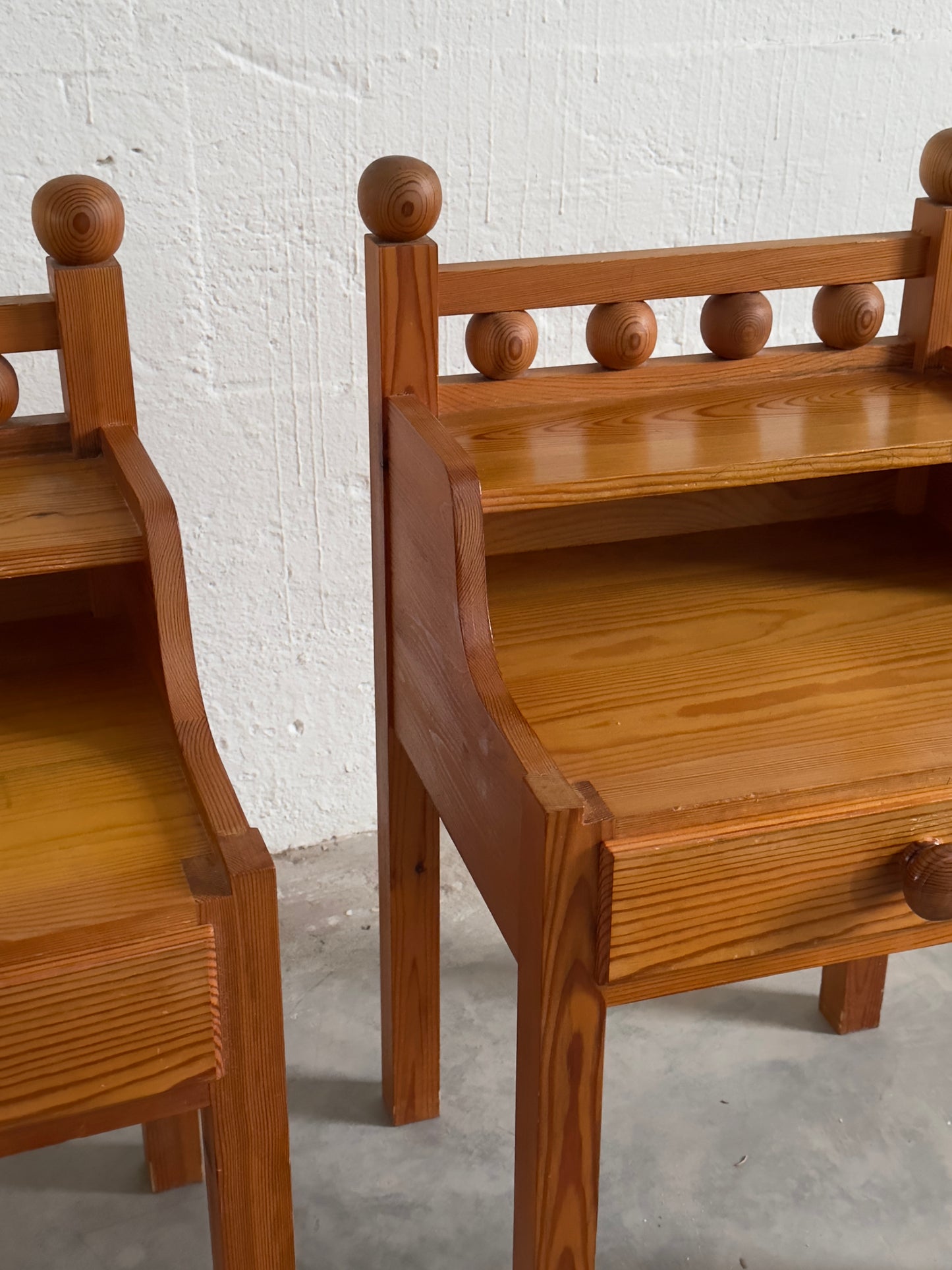 Pair of Swedish Modern Pine Bedside Tables, Mid 20th C.