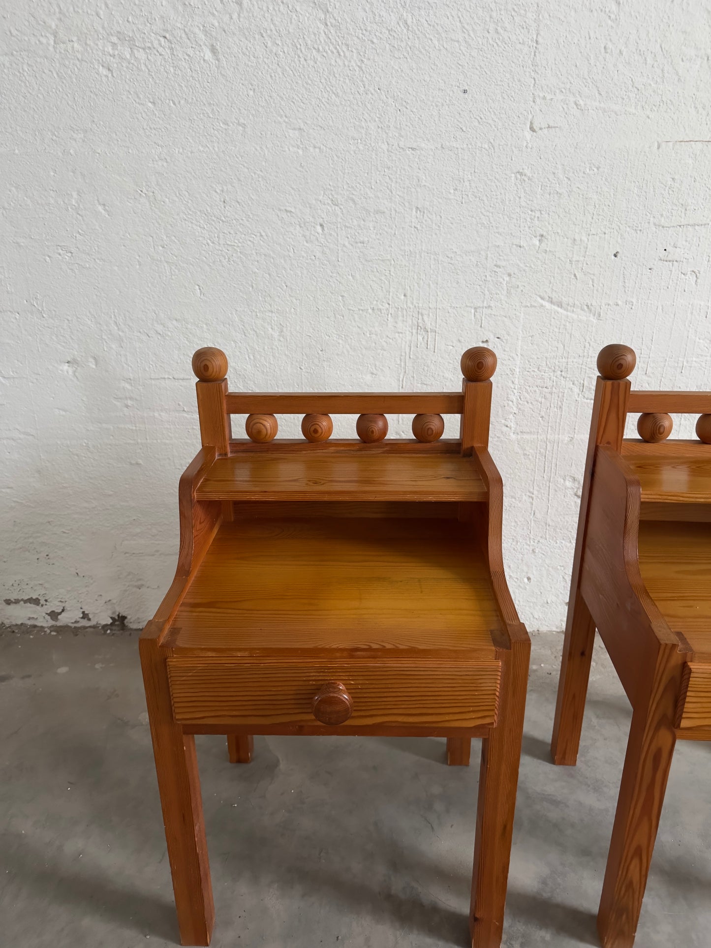 Pair of Swedish Modern Pine Bedside Tables, Mid 20th C.