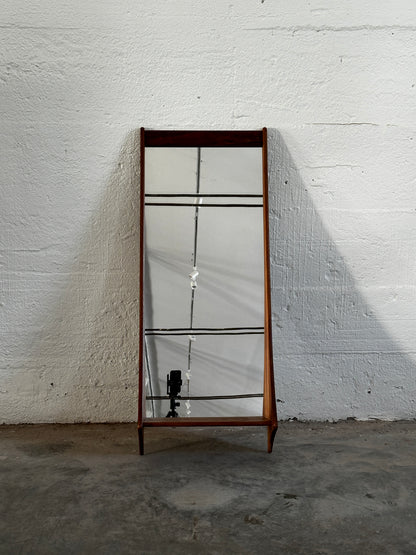 Wall Mounted Teak Mirror With Shelf, Denmark c. 1960
