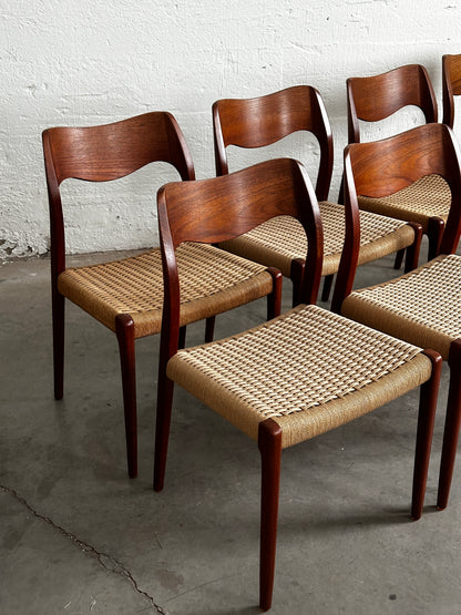 Niels O. Møller Model 71 Dining Chairs for J.L. Møller, Set of Eight, c. 1970