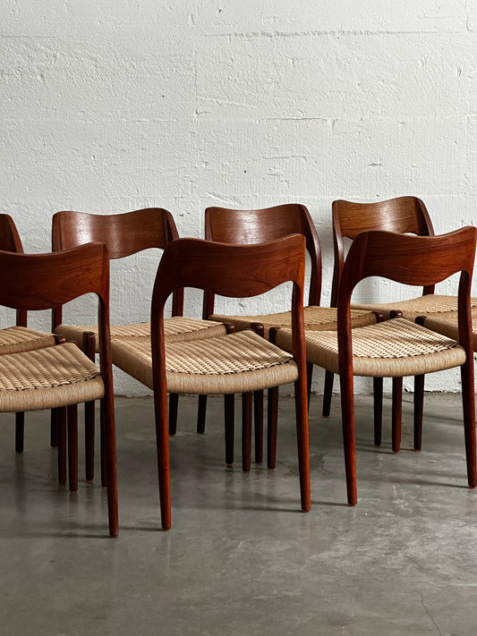 Niels O. Møller Model 71 Dining Chairs for J.L. Møller, Set of Eight, c. 1970