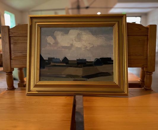 Landscape with Houses Oil on Canvas, Danish Artist