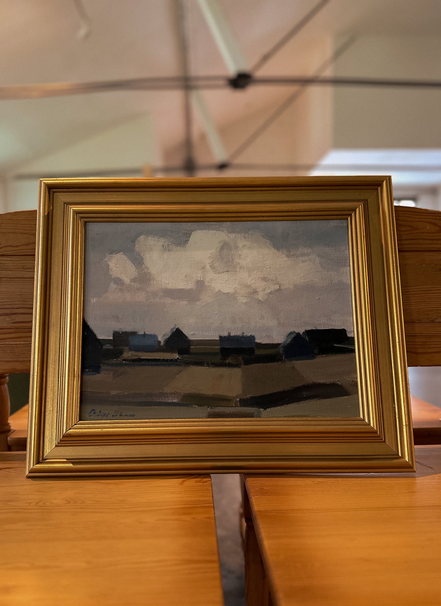 Landscape with Houses Oil on Canvas, Danish Artist