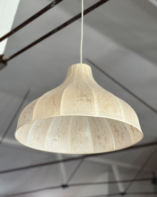 Vintage Dried Flowers and Rice Paper Malmsten Ceiling Lamp, Swedish