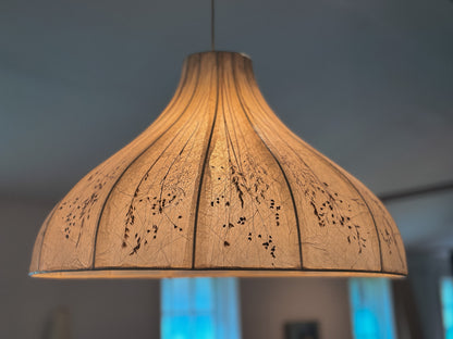 Vintage Dried Flowers and Rice Paper Malmsten Ceiling Lamp, Swedish