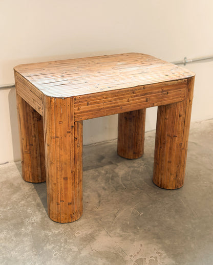 Chubby Split-Reed Bamboo Side Table, c. 1980