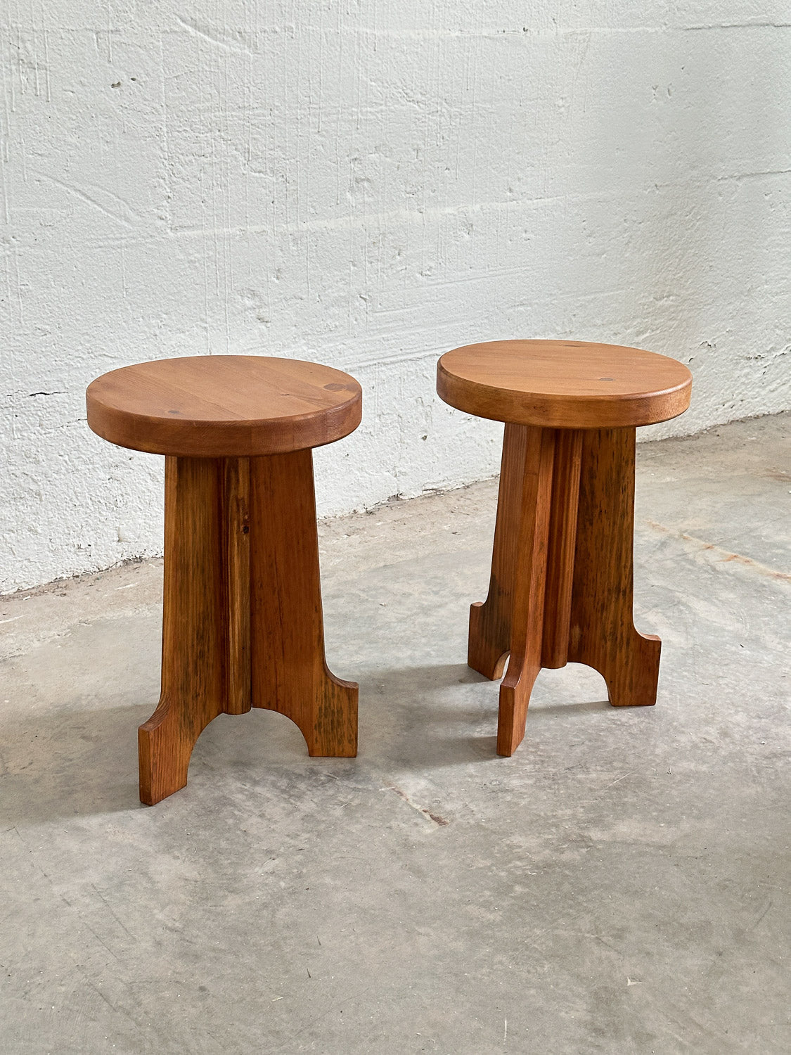 Pair of Pine Stools or Side Tables 20th Century, Sweden