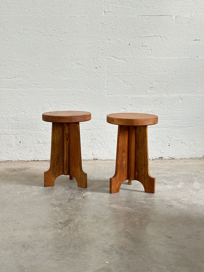 Pair of Pine Stools or Side Tables 20th Century, Sweden