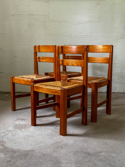 French Elm Dining Chairs attrib. Maison Regain