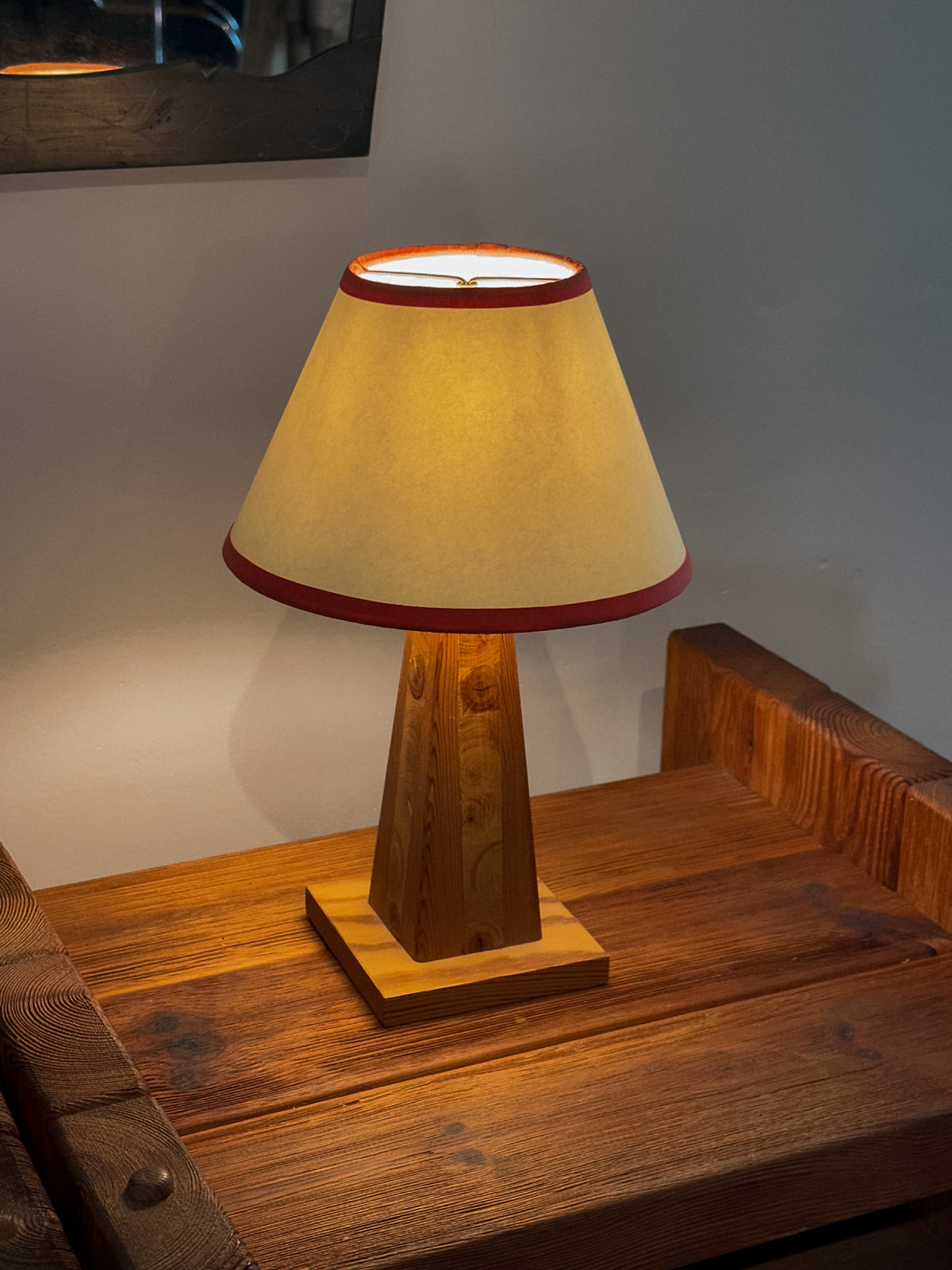 Obelisk-Shaped Pine Table Lamp, Sweden, c. 1970