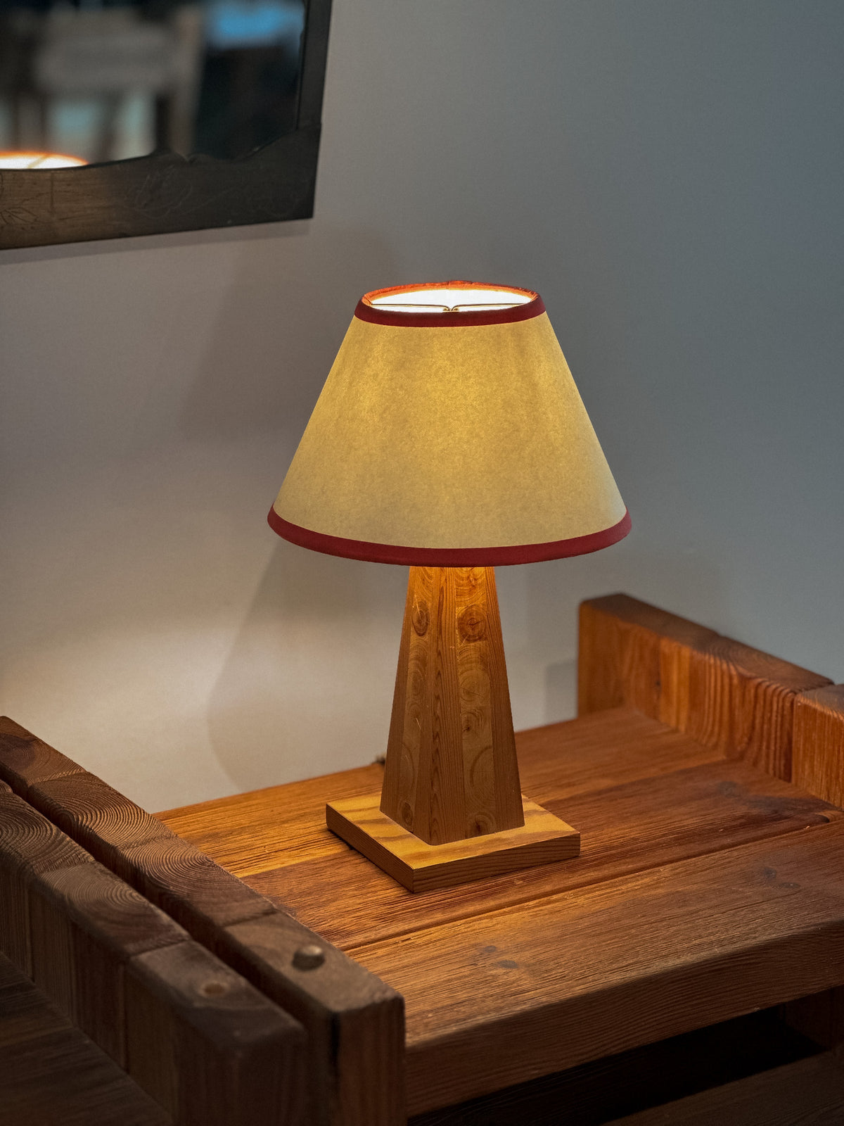 Obelisk-Shaped Pine Table Lamp, Sweden, c. 1970