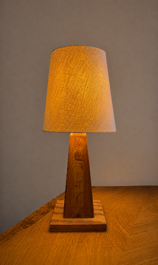 Obelisk-Shaped Pine Table Lamp, Sweden, c. 1970