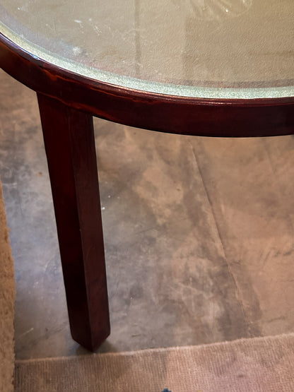 Swedish Modern Occasional Table with Frosted Glass Top, c. 1940