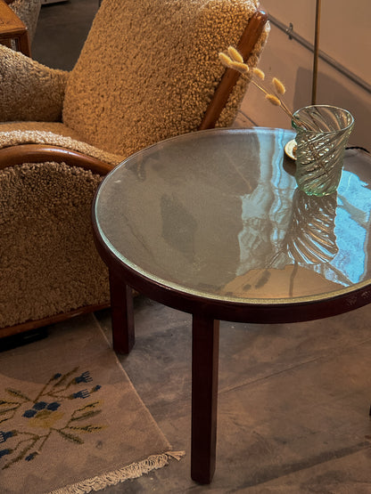 Swedish Modern Occasional Table with Frosted Glass Top, c. 1940