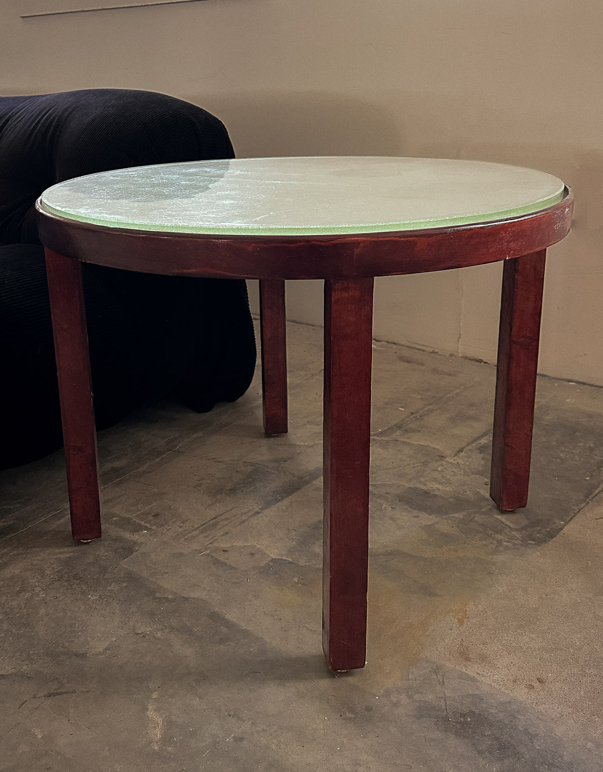 Swedish Modern Occasional Table with Frosted Glass Top, c. 1940