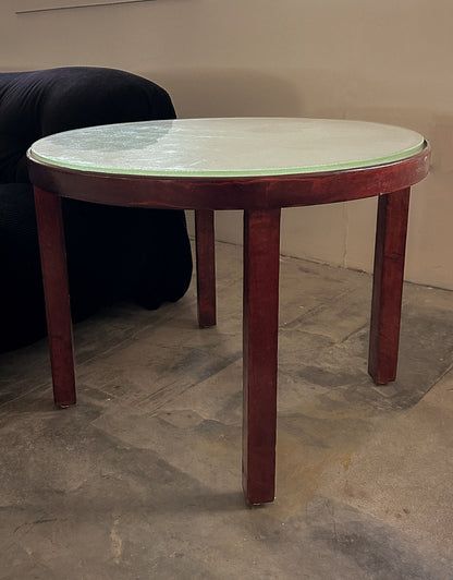 Swedish Modern Occasional Table with Frosted Glass Top, c. 1940