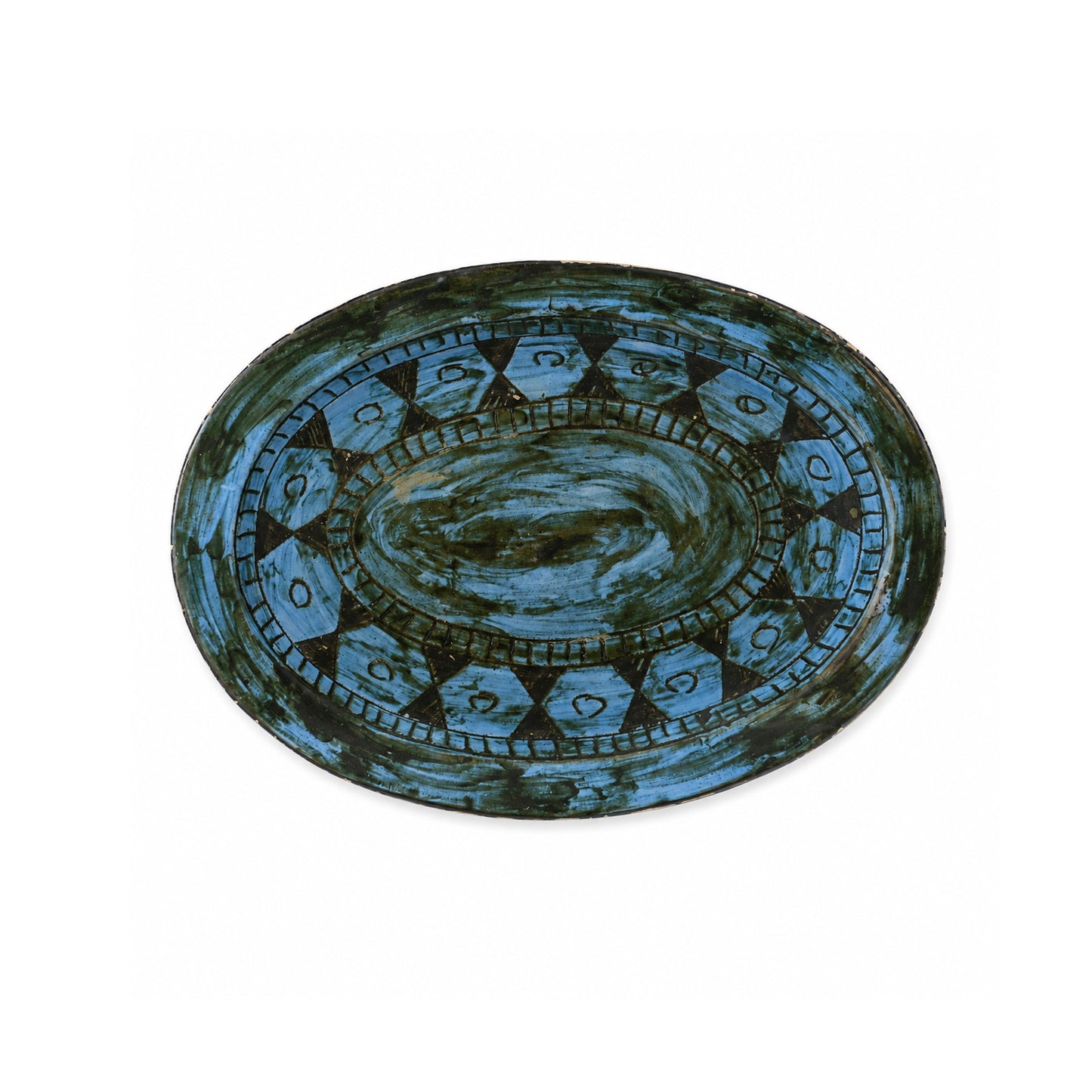 Oval Earthenware Dish by Jérôme Massier, France, c. 1900