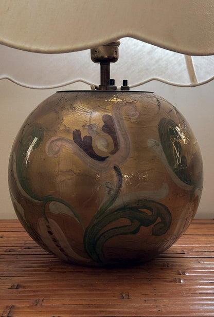 Painted Glass Table Lamp, Sweden, c. 1935