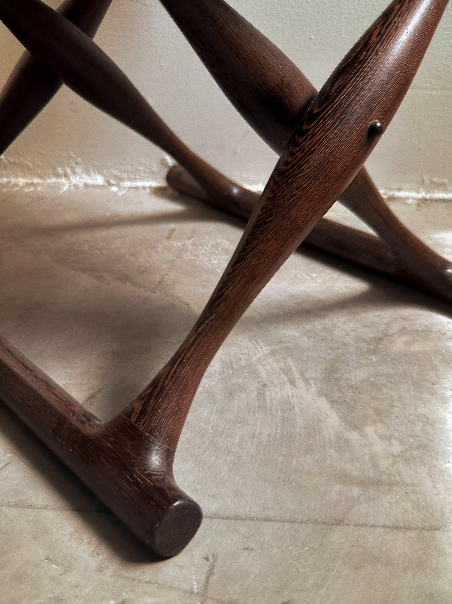Poul Hundevad Guldhoj Folding Stool, Wengé & Natural Leather c. 1970