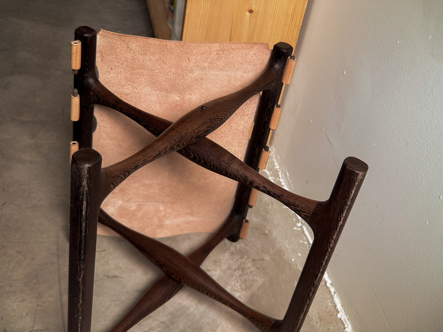 Poul Hundevad Guldhoj Folding Stool, Wengé & Natural Leather c. 1970