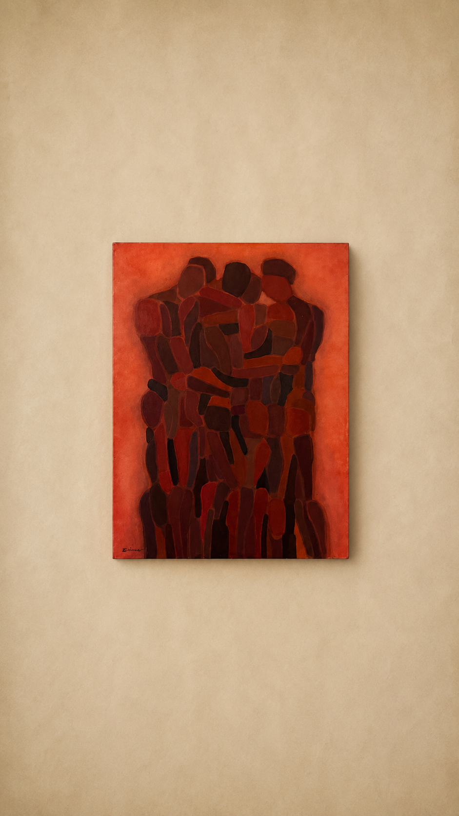 Red Persons, Oil on Canvas, Mid 20th Century