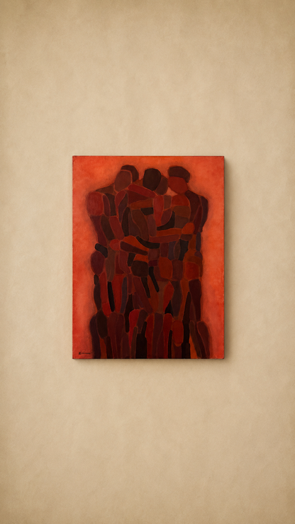 Red Persons, Oil on Canvas, Mid 20th Century