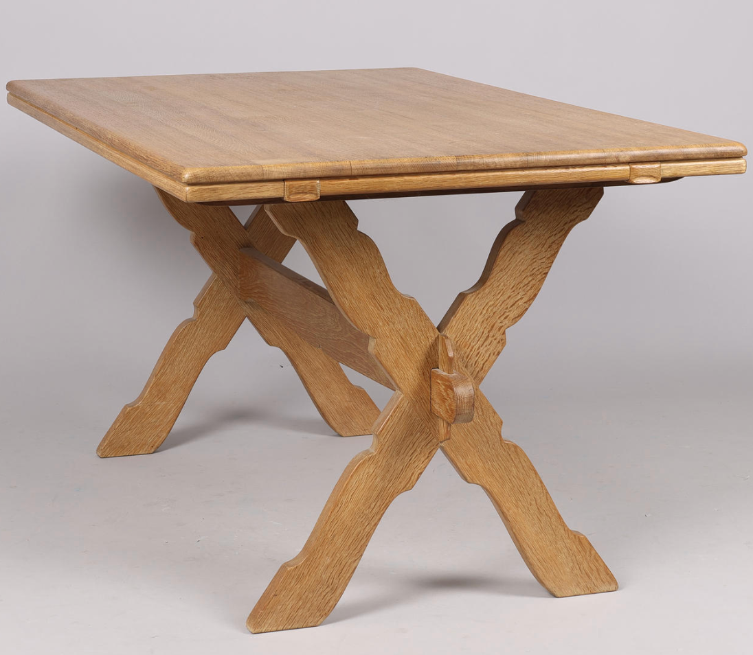 Vintage Oak Trestle Dining Table, Swedish