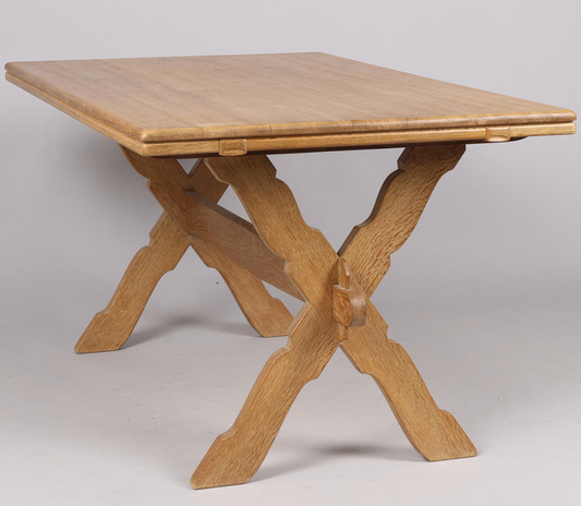 Vintage Oak Trestle Dining Table, Swedish