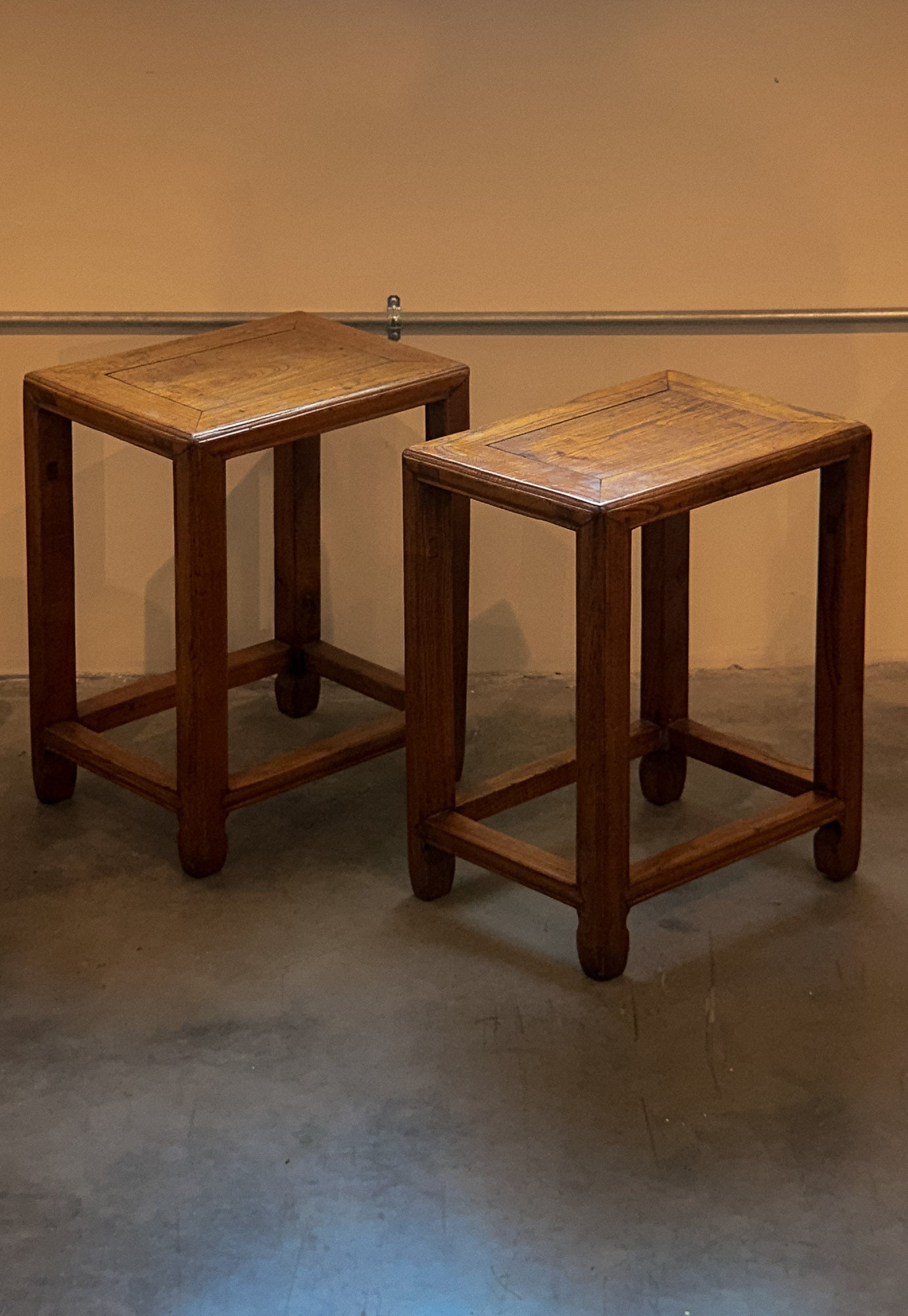 Pair of Elm Side Tables, Late 19th/Early 20th C.