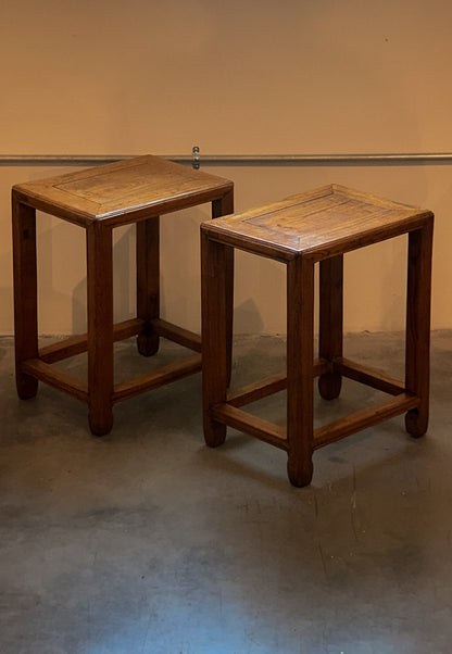 Pair of Elm Side Tables, Late 19th/Early 20th C.