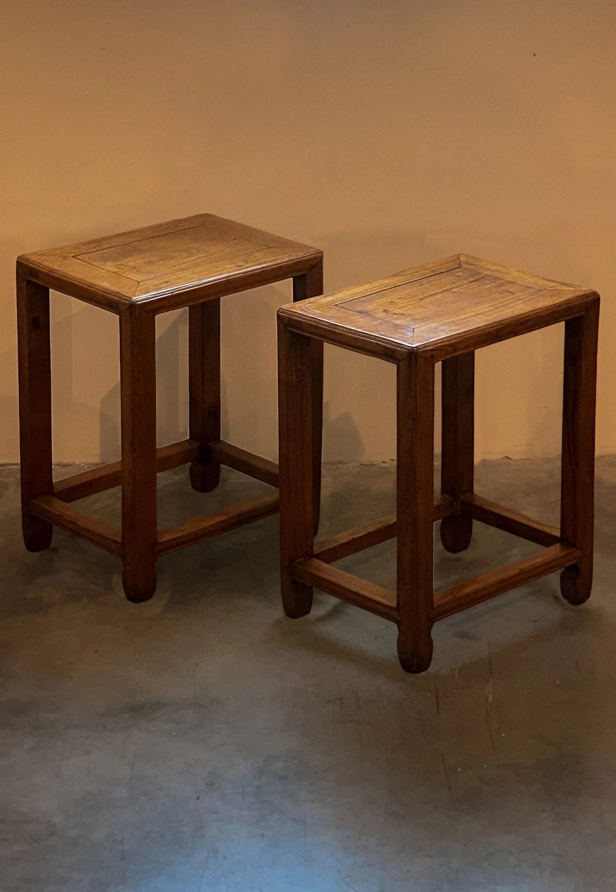 Pair of Elm Side Tables, Late 19th/Early 20th C.