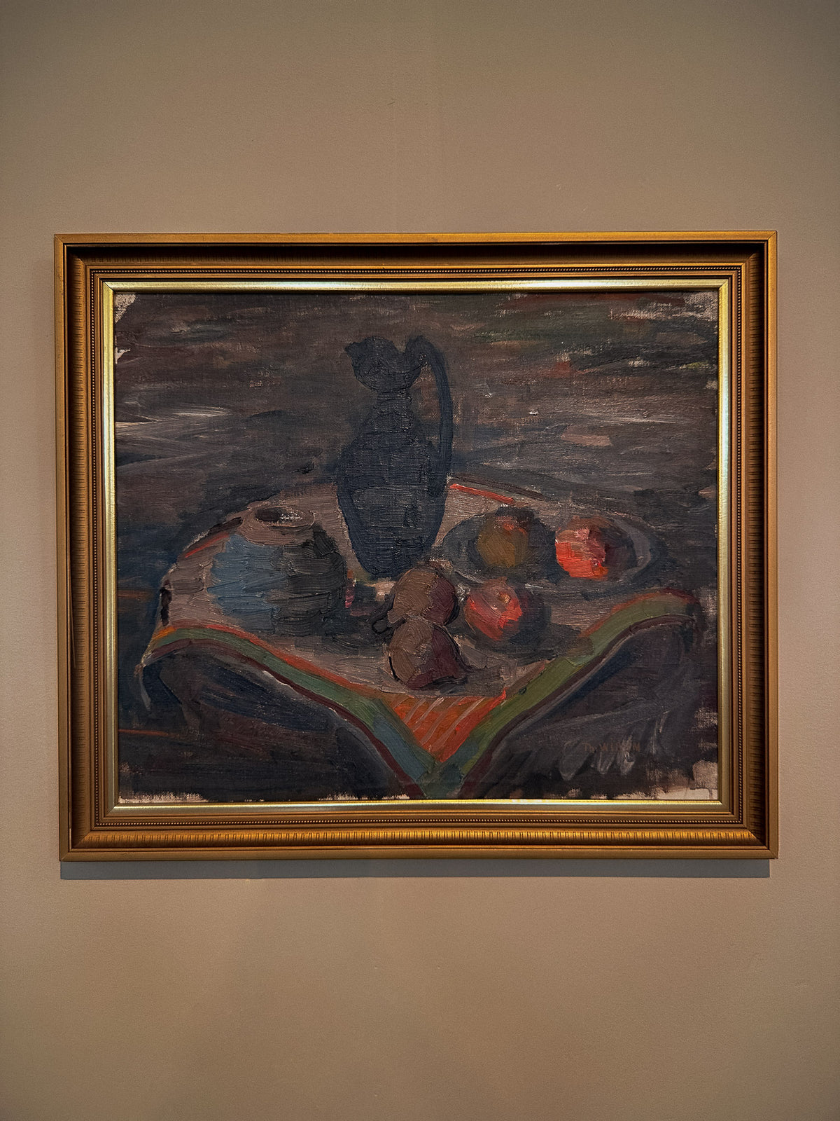 Still Life with Pitcher and Fruit, Oil on Panel