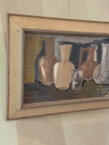 Still Life Vessels Oil on Canvas, Swedish Artist