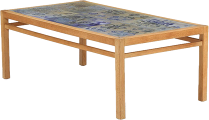 Tue Poulsen Danish Oak Coffee Table with Glazed Stoneware Tiles, Denmark c. 1960 (Coming Soon)